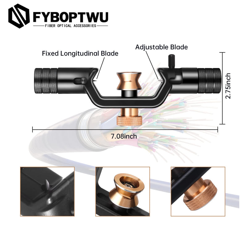 Transverse Armoured Fiber Optic Cable Stripper Armored Cable Stripper 8-28.6MM - Double Head FTTH Armored Fiber Cable Stripping Knife Fiber Optic Slitter Tools for Coaxial Mid Span Round