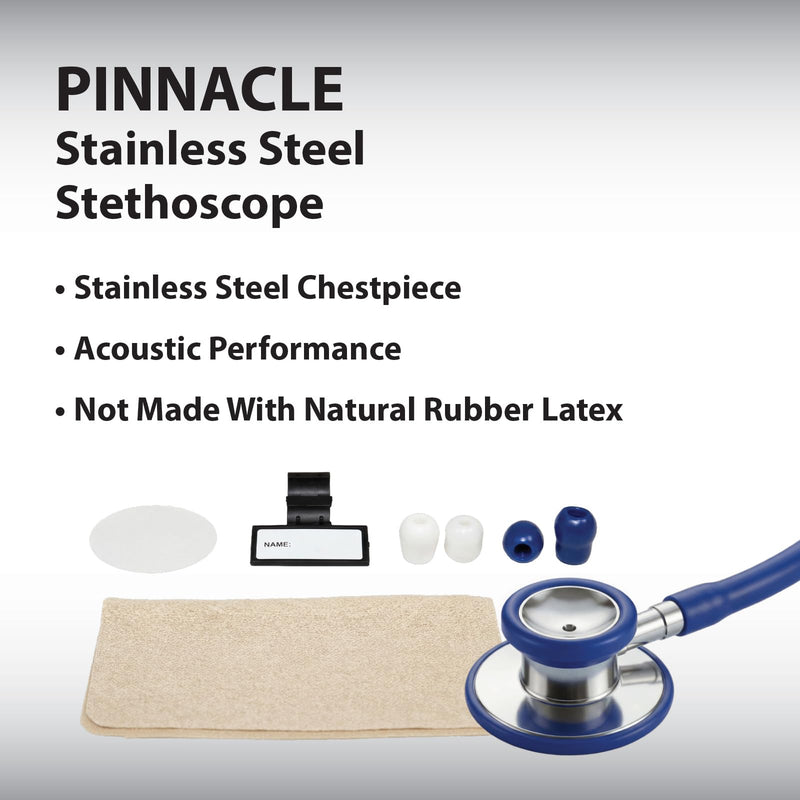 Veridian Healthcare Pinnacle Series Stainless Dual Head Steel Adult Stethoscope, Royal Blue