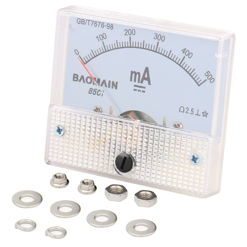 Baomain Analog Ammeter 85C1 DC 0-500mA Micro Amp Gauge Current Measurement Panel Meter