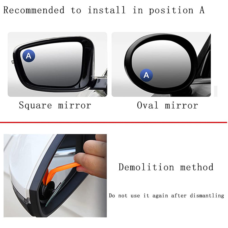 Yusheng 2PCS Mini Blind Spot Mirror, 1.57" Round HD Glass Convex Rear View Mirror, Strong Adhesive for Car (40mm, Frameless)