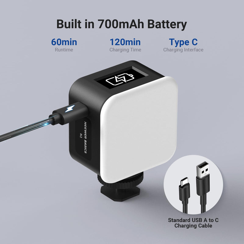NEEWER BASICS Magnetic Phone Flash Speedlite & Selfie Light Compatible with iPhone Samsung Android, 18Ws GN12 Equivalent 700mAh Mini LED Ring Fill Lighting with Display for Photo & Video Recording, N1