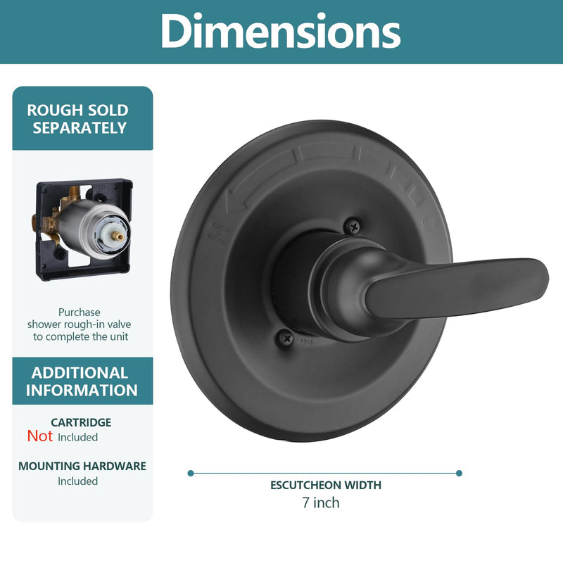 Shower Trim Kit Compatible with 1300/1400 Series, 1 Handle, Long Sleeve (Valve& Catridge Not Inclued), Matte Black
