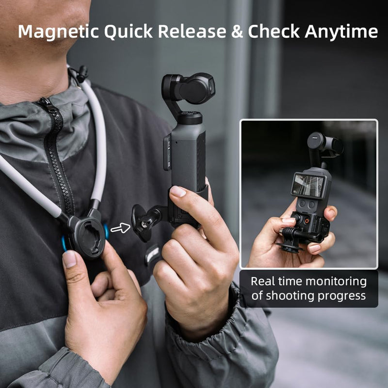 Pocket 4 Magnetic Neck Mount,Extended Version Quick Release POV/Vlog Video Selfie Necklace Holder for DJI OSMO Pocket 4/4Pro Creator Combo T26 Pro