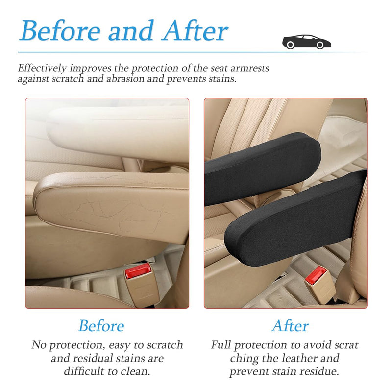 AUCELI 2 Pcs Car Front Seat Armrest Covers, Cloth Fabric Armrest Protectors, Direct Replacement Center Console Lid Armrest Cover Skin, Universal Accessories for Car, SUV, Truck and Van Black