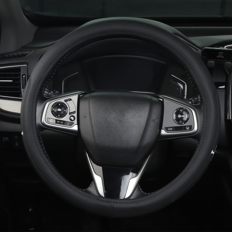 Premium Leather Steering Wheel Cover Compatible with Cross of Nails, Christian Religious Cross with Nails, Jesus Christ,Non-Slip, Breathable 14.5-15 inch Black-szj