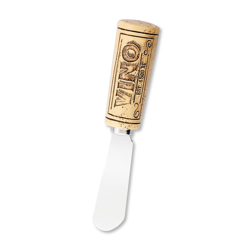 UPware Vino Wine Cork Cheese Spreaders, Hand-Painted Resin Handles with Stainless Steel Blades for Spreading Cream Cheese, Butter, and Jam, Assorted Designs, Set of 4