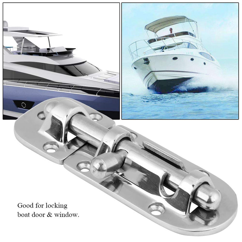Acouto Boat Door Lock Boat Bar Security Sliding Lock Heavy Duty Marine Boat Door Window Lock Slide Bolt Clasp 316 Stainless Steel(110mm)