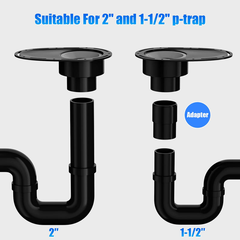 Upgrade Freestanding Tub Drain Kit - Brass & ABS Pipe, Anti-Backflow Leakproof, 1.5/2 Inch Pipe Fit, for Freestanding Bathtubs, floor-standing bathtubs, and island bathtubs Black