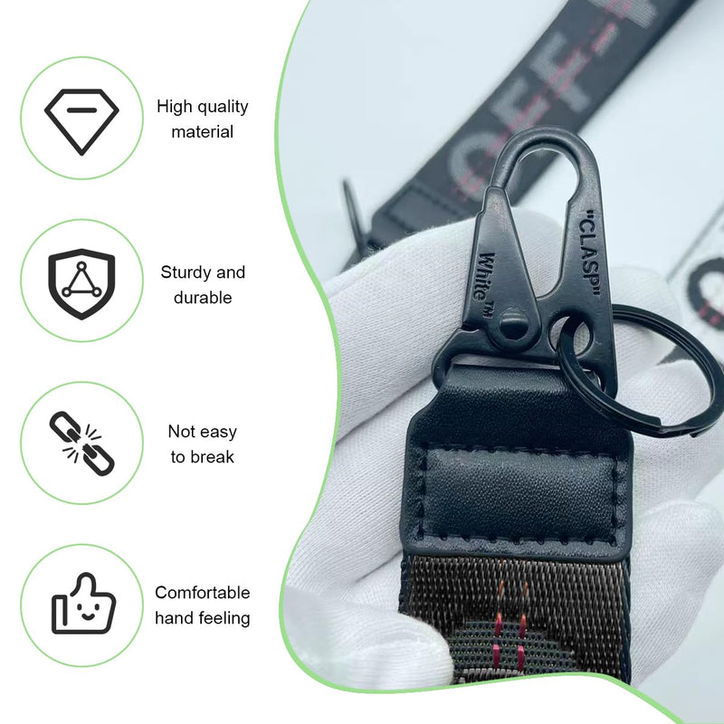 Car Keychain, Fabric Keychain Wrist Lanyard, Key Ring for Cars Keys Wallets Jeans Decoration, Car Accessories (Black) Black