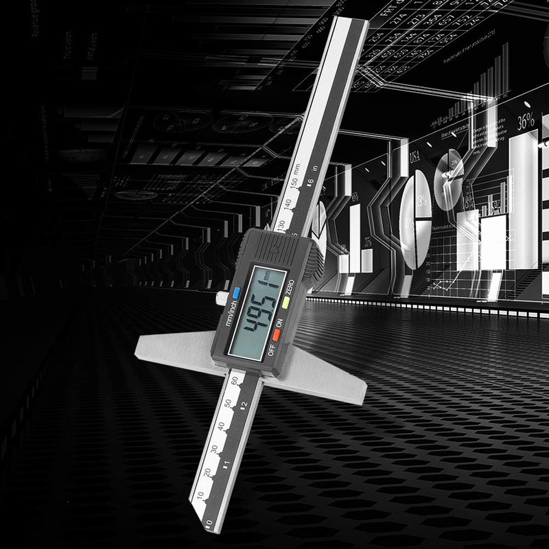 Depth Gauge, Stainless Steel Digital Depth Vernier Caliper Measuring Tool 0-150mm 0.01mm