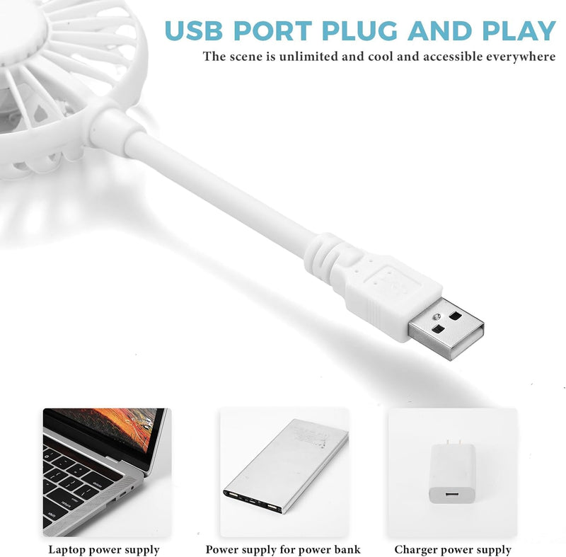 USB Fan Mini Portable Fans 360°Rotation Office Travel Pocket Fan (White) White