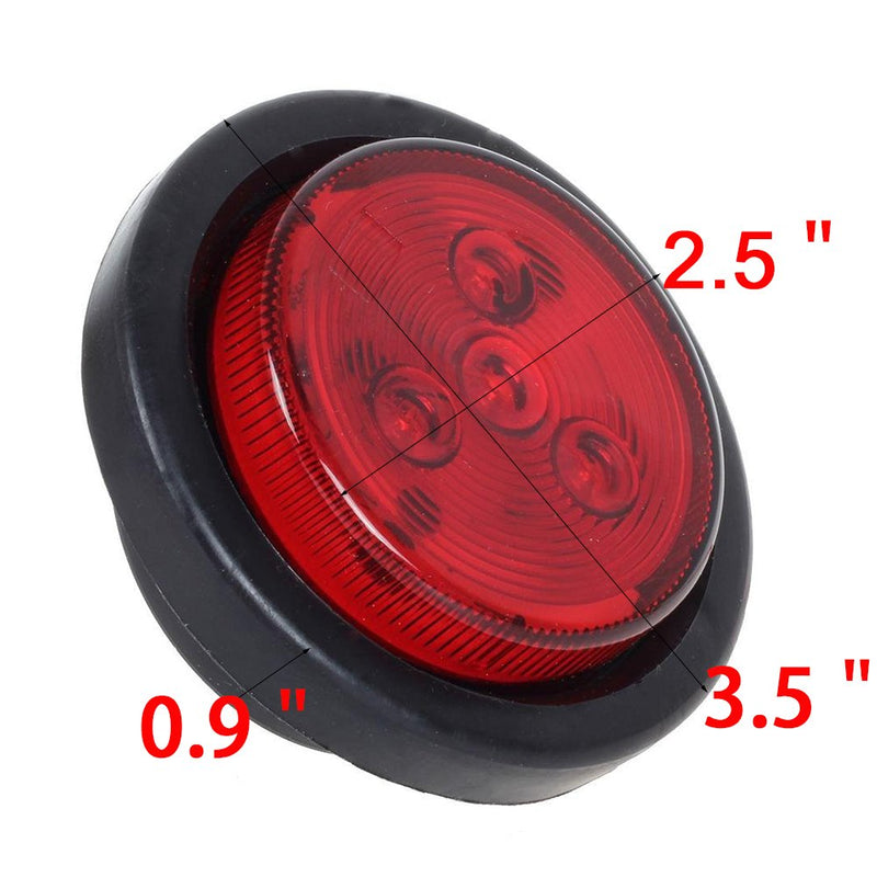 NEW SUN® Ultimate 4 Pack 2.5" LED Trailer Marker Lights, Amber & Red, Waterproof with Round Reflex Design, 4 Diodes, 12V Grommet & Wire for Boat, Truck, RV, Camper Trailers 2R+2A
