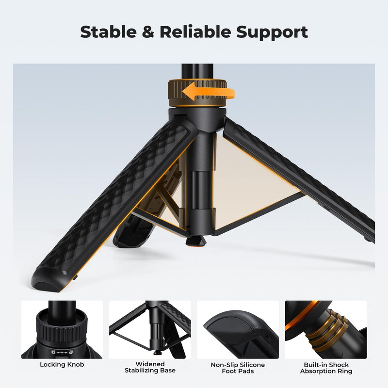 K&F CONCEPT Mini 25.6'' Auto Open Selfie Stick Tripod | Lightweight, Ball Head with Cold Shoe, Compatible with DJI Osmo Pocket 4/3 Action5 Insta360 Luna Ultra. MS71