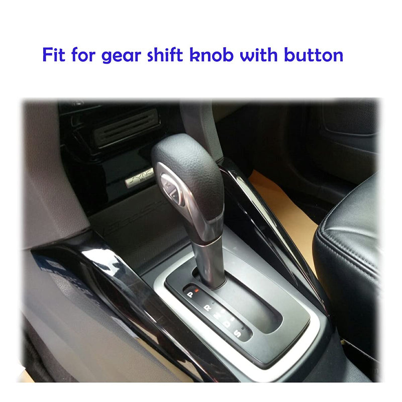 Black Leather Gear Shift Knob Cover for Ford Focus 2012 2013 2014 2015 2016/ Ford Fiesta 2014 2015 2016 / Ford Fusion S/Fusion SE 2013 2014 2015 2016 / Fusion Gear Shift Cover/Accessories for Ford Black leather + Black thread