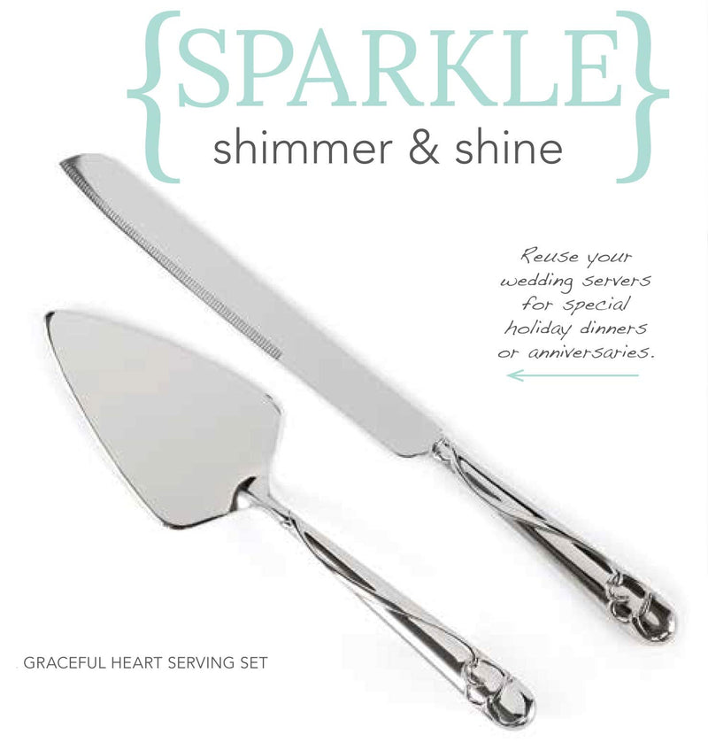 Hortense B. Hewitt Wedding Silverplated Cake and Knife Serving Set, Graceful Heart