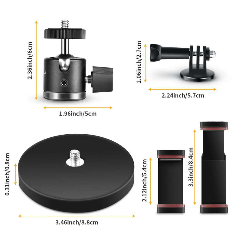 UTEBIT Camera Mount for Go Pro - 88MM Powerful Base for Car, 360 Degree Rotation Ball Head, GoPro Adapter, Phone Holder, Compatible with Insta360/Action Cameras/Led Light/Cellphone 88MM Base