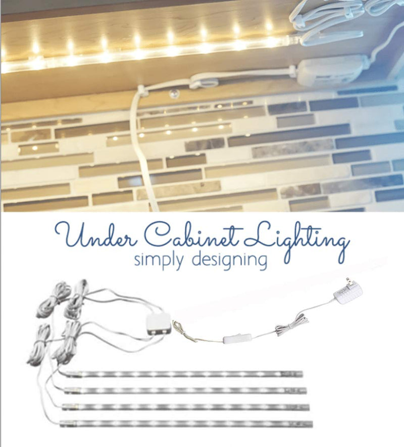 Cefrank LED Display Light Bars - 4X 16inch Linkable Slim Light Strip Kit - Series + Parallel Connection - Plug n Play - Soft Warm White 3000K Warm White (3000K)