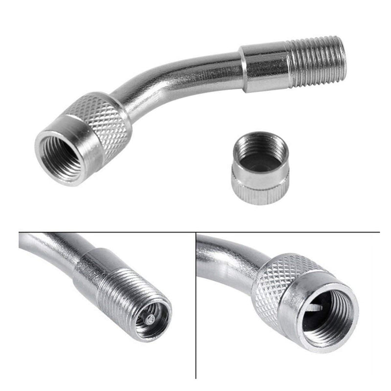 6 PCS 45 Degree 90 Degree 135 Degree Metal Valve Stem Extenders, Universal Valve Stem Extensions Compatible for Dual Wheels Passenger Cars, Stroller, RV, Motorcycles, Bicycles, Trailers 6PCS Silver