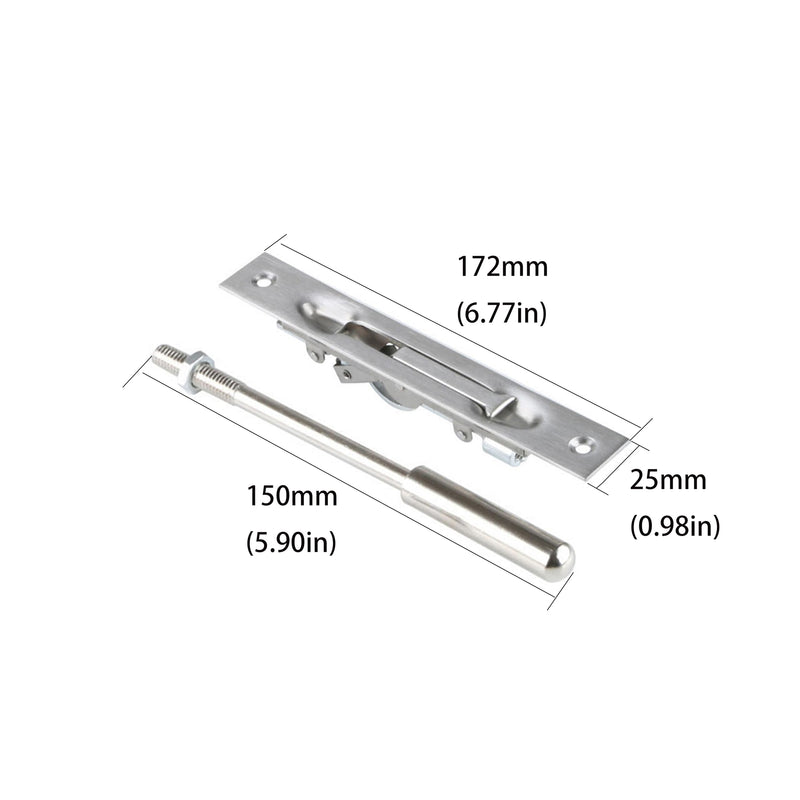 TOGU 2 Pack Lever Extension Flush Bolt Latch Slide Bolt Lock in 6" Concealed Security Door Lock for French Doors,Composite Doors,Wood Doors,Brushed Stainless Steel Finish-6" 6 inch-2pcs