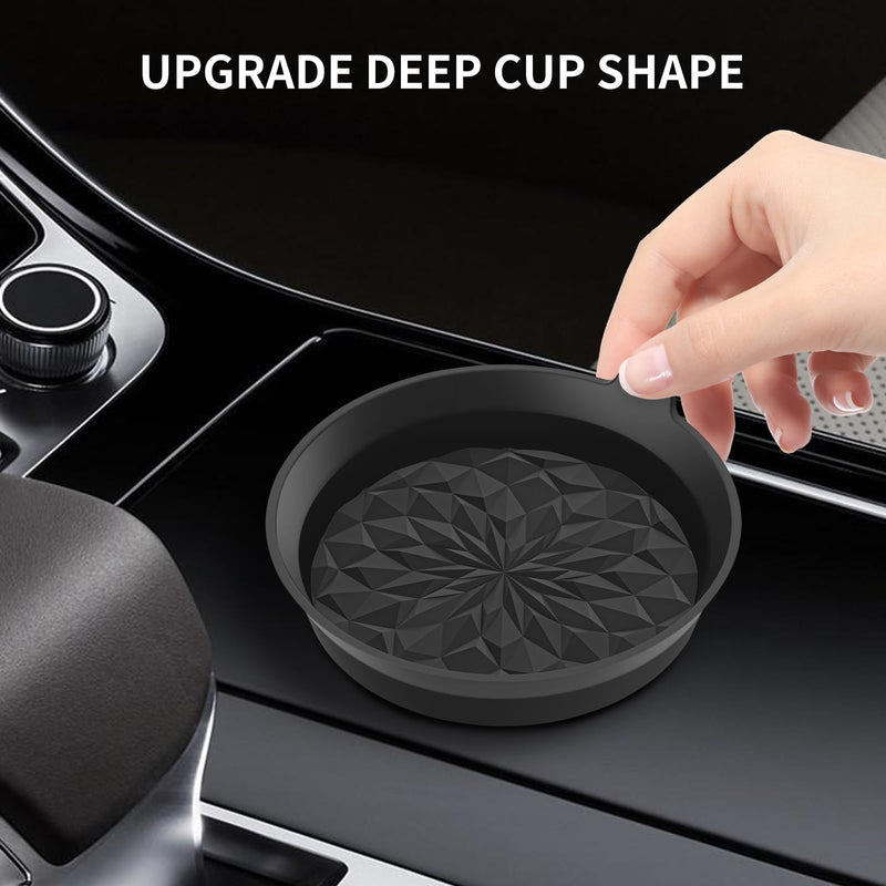 ME.FAN Car Cup Coasters [4 Pack] Silicone Cars Coasters - Universal Non-Slip Recessed Interior Accessories - Cup Holder Inserts Black 4pack-black