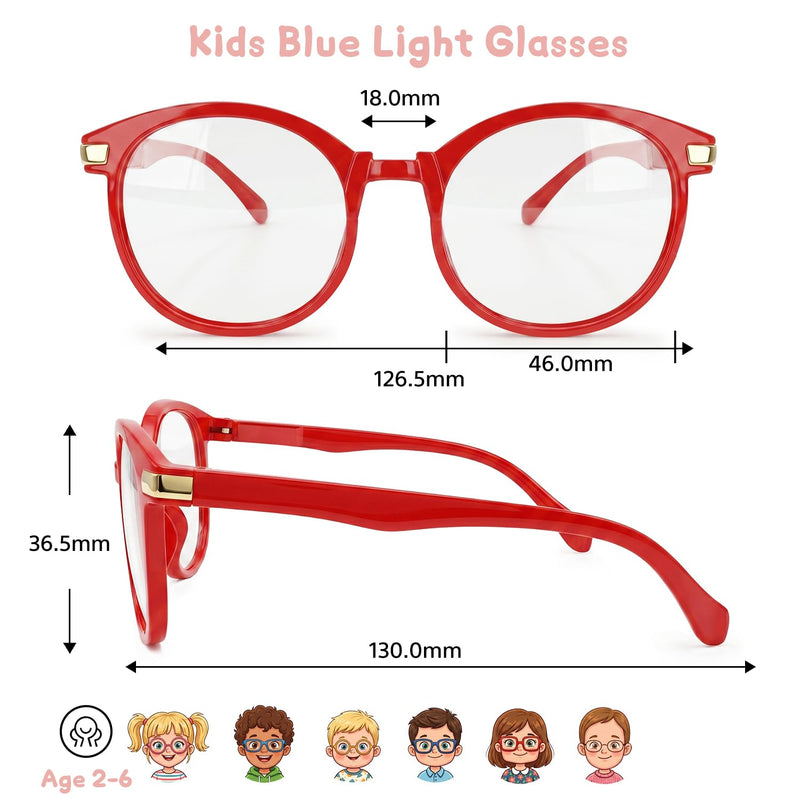 Kids Blue Light Glasses Gold Plated, 2-6 | Kids Blue Light Glasses, Stylish Gold Plated Flexible TR90 Eyeglasses, Shatterproof for Toddlers Red + Pink + Black Aged 2-6