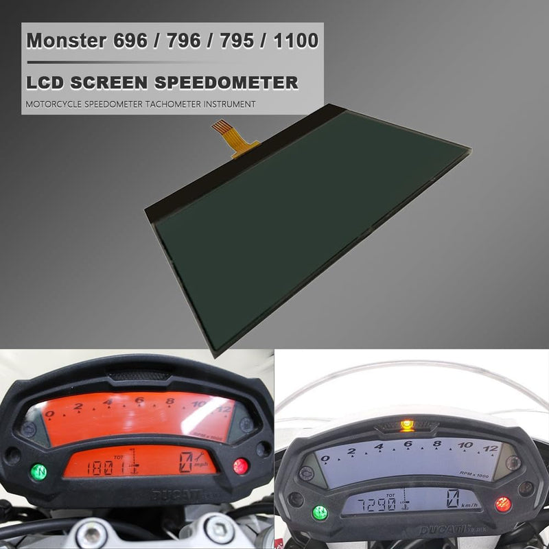 Motorcycle Dashboard LCD Display Screen Replacement for Ducati Monster 696 796 795 1100 Speedometer Tachometer Gauges Instrument Cluster Screen
