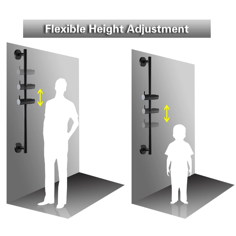 SKOWLL Adjustable Slide Bar 26 Inch Shower Silde Bar No Drill, Stainless Steel Shower Slide Bar with Handheld Shower Head Holder, Wall Mount Sliding Shower Bar for Bathrooms, Outdoors, Matte Black