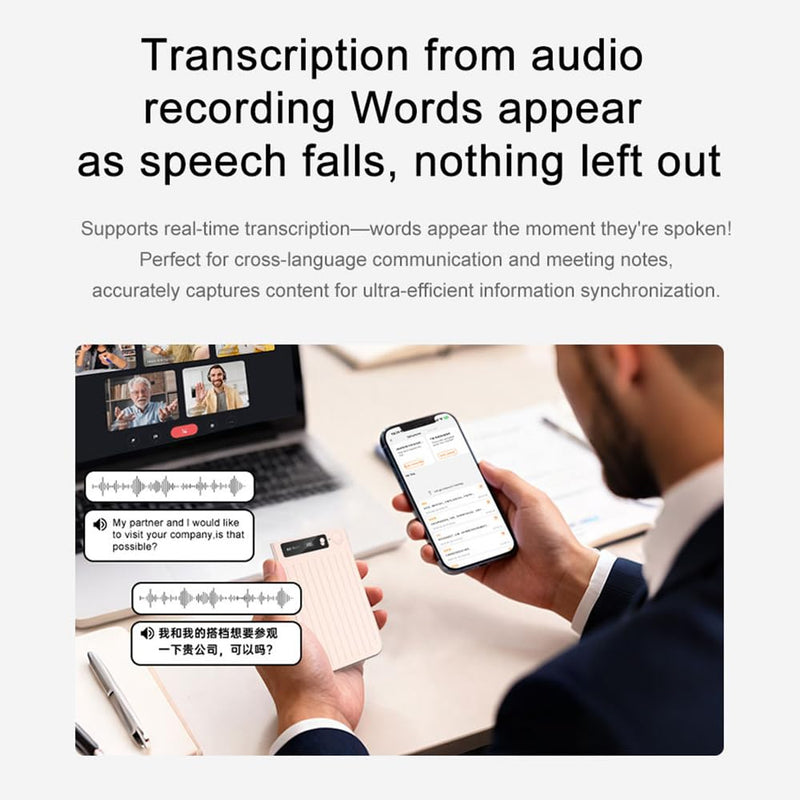 AI Voice Recorder, App Control, Transcribe & Summarize with AI Technology, 64GB Memory, One-Touch Recording, Audio Recorder for Lectures, Meetings, Calls with Protective case