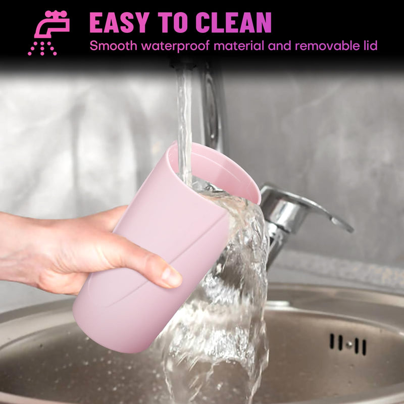 Pink Mini Leakproof Vehicle Trash Bin with Lid - Garbage Can for Car Cup Holder - 20pcs Trash Bags - Car Organizers and Storage for Front Back Seat Accessories Pink 1