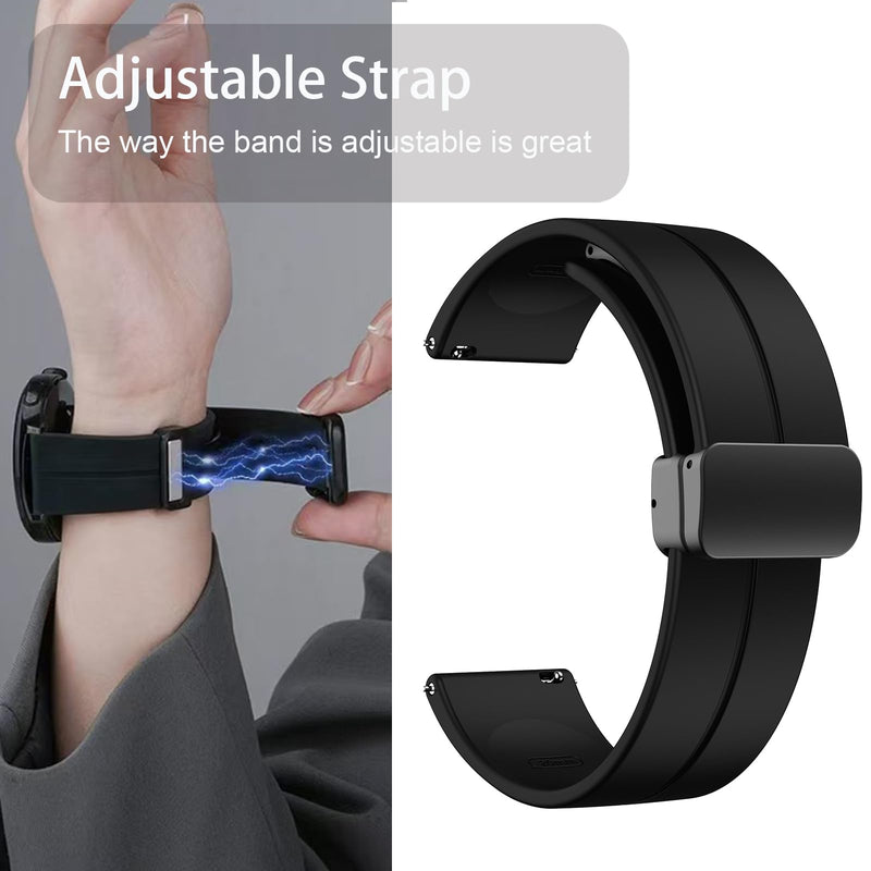 Lamshaw Compatible for WITHit Giga Smartwatch Bands, Soft Silicone Sport Wristband Replacement Straps Compatible for WITHit Giga, Deca Smartwatch Black 22mm size band