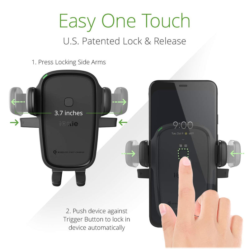 iOttie Car Charger Easy One Touch Wireless 2 Qi Charging CD Slot + Air Vent Combo Phone Mount for iPhone, Samsung Galaxy, Huawei, LG, Smartphones, Black