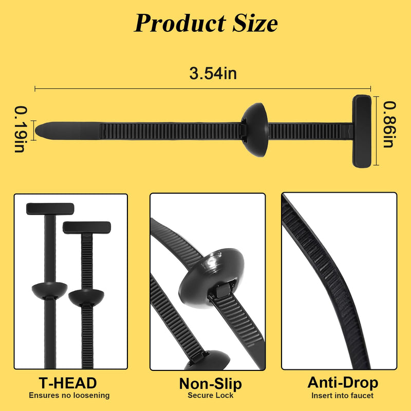 150PCS Nylon Universal Cable Tie Buckle for Car, Heavy Duty Plastic Rivet T Zip Ties Style, Grip Auto Zip Tie Buckles, Automotive Zipper Clips, Button Ziptie Bumper Retainer Fender Liner Fastener