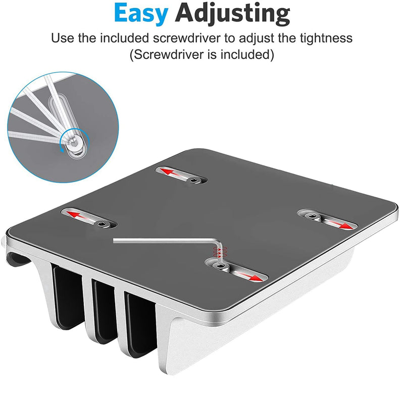 Vertical Laptop Stand [Updated Version],3-Slot Space-Saving Aluminum Desktop Stand Holder with Adjustable Dock Size Compatible for All MacBook/HP/Dell/Surface/Samsung/Chrome Book(Silver)