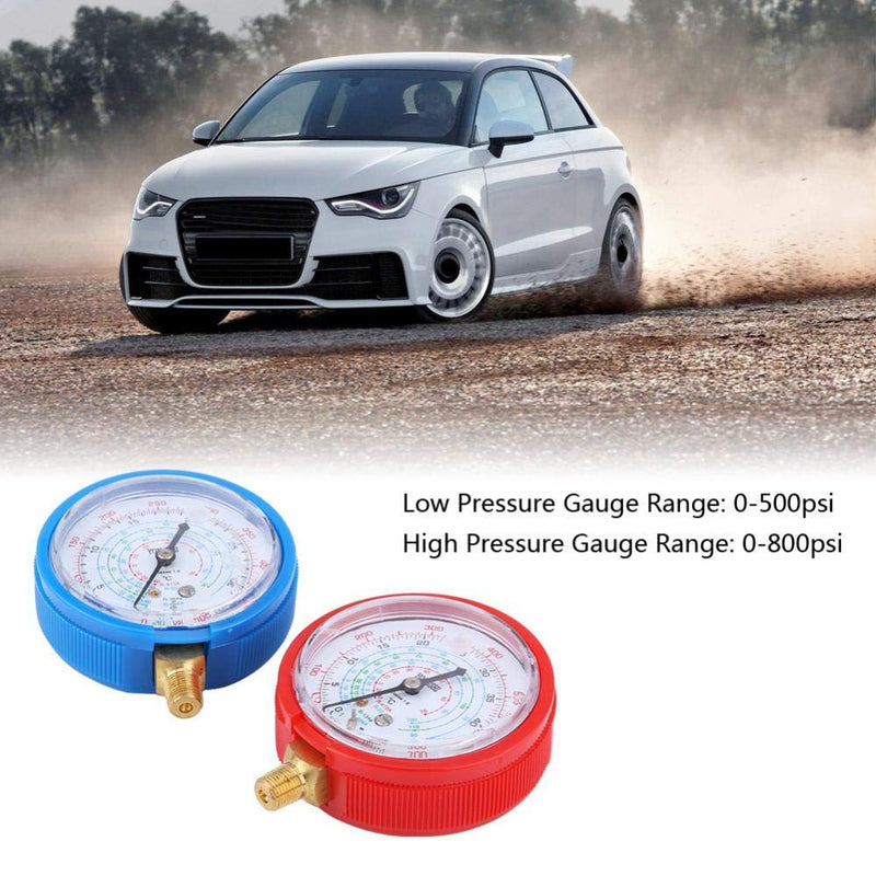 Refrigerant Gauge,One Pair of Refrigerant Low and High Pressure Gauges 11.2mm Fit for Air Conditioner R410A R134A R22 PSI KPA