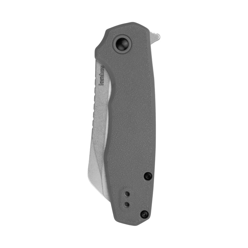 Kershaw Wharf Pocket Knife, Gray Design, 2.8 Inch Stainless Steel Cleaver Plain Edge Blade, EDC with Assisted Opening, Reversible Deep-Carry Pocketclip, Everyday Carry Pocket Knife for Men and Women