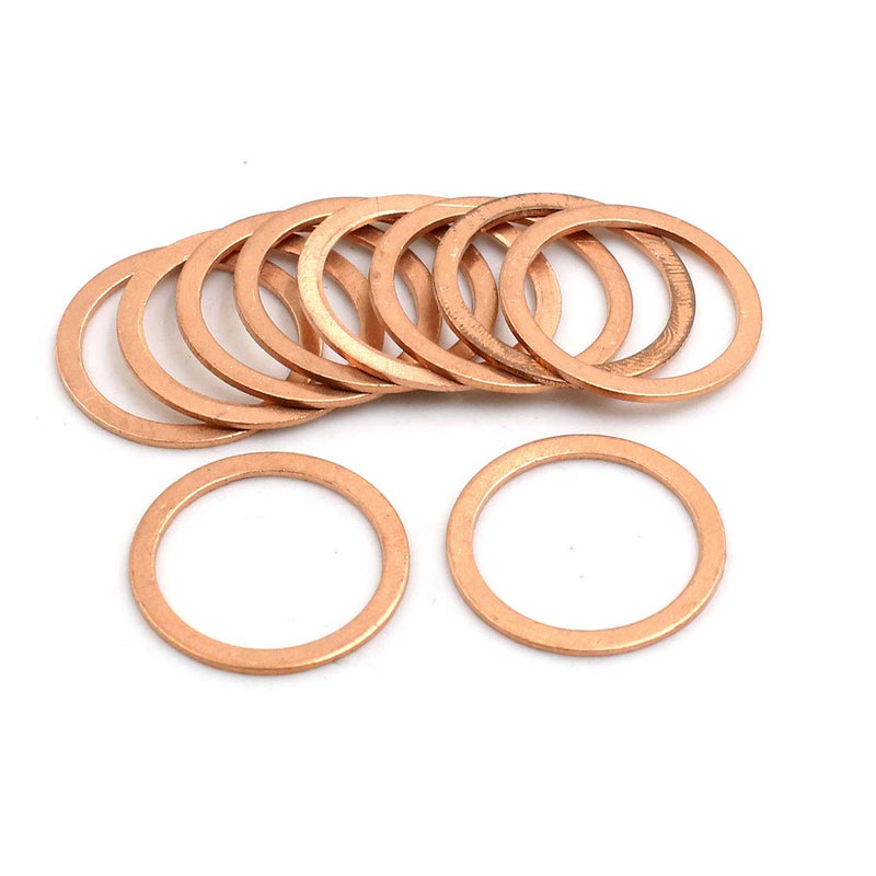 X AUTOHAUX 10 Pcs 21mm Inner Diameter Flat Copper Washers Sealing Gasket Rings Fitting