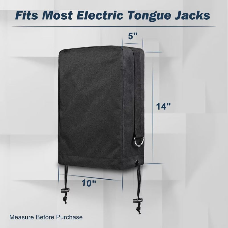 RV Electric Tongue Jack Cover- 900D Oxford Fabric Waterproof Protective- Travel Trailer Accessories for Outside Protection