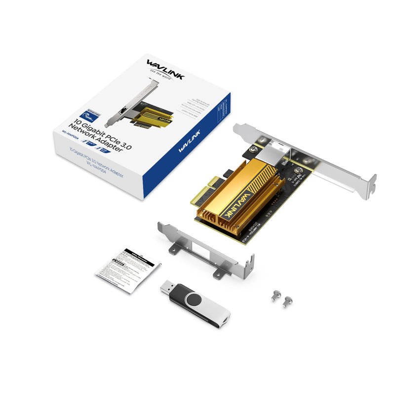 WAVLINK 10G PCIe Network Adapter, 10Gb PCIe Network Card with RTL8127AT Controller, PCIe x4/x8/x16 Ethernet Card for Windows 11/10 & Linux PC, Low Profile Bracket Included