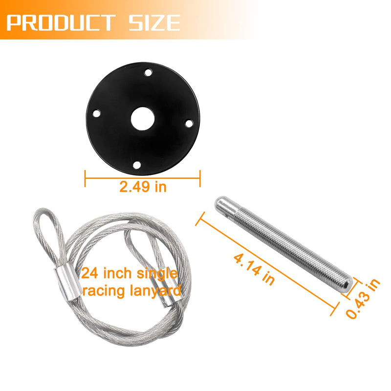 Mandark Car Hood Pins Kit, Stainless Steel Automotive Engine Hood Pin Lock Clip with Racing Lanyard, Vehicle Exterior Engine Cover Lock Accessories, Universal for RV, SUV, Truck (Black) Black