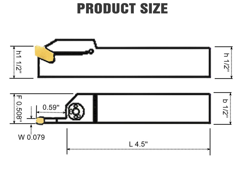 Toolly 1/2" Indexable Lathe Grooving Parting Holder Heavy Duty Nickel Plated QA08R-20 Right -Hand Cut Off Tool with 10 Pieces GTN-2(QC1402) Carbide Inserts