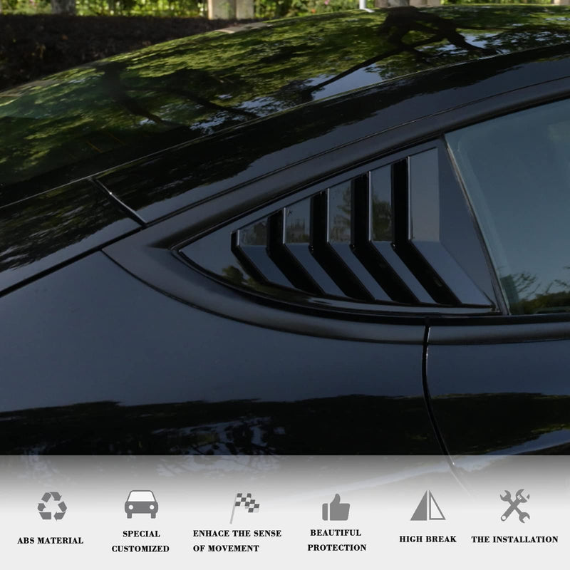 YHCDSEA for Model 3 Rear Side Window Shutter Cover Louver Sport Style Cool Exterior Decoration fit for Tesla Model 3 2017-2025 Accessories (Glossy Black) Glossy Black