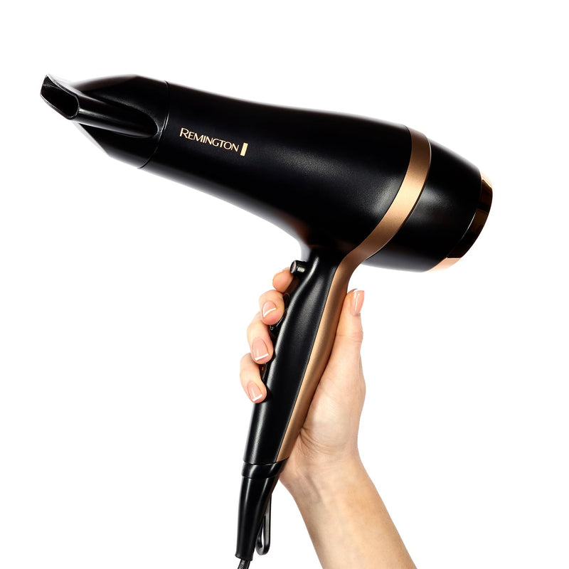 Remington Hair Dryer Gift Set, 2000W, Ceramic Ionic Grille, Black | Includes Concentrator, Diffuser, 3 Heat & 2 Speed Settings, Cool Shot, Premium Storage Bag, Round Brush