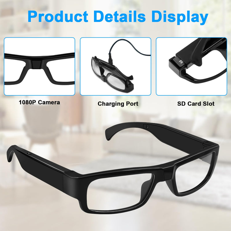 Camera Glasses Wearable HD 1080P Video Smart Glasses Outdoor Sport Action Recording Glass Camera for Cycling, Driving, Hunting, Hiking, Fishing