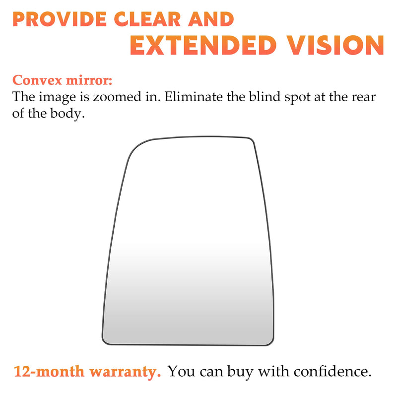 Driver Left Side Upper Rearview Convex Heated Mirror Glass With Rear Holder Fits for 2015-2022 Ford Transit-150 250 350 HD CK4Z17K707B CK4Z17K707D