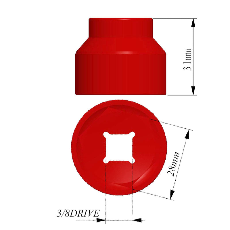 28mm fuel filter Socket, for Cummins tools 3/8 drive for Dodge Ram 6. 7L Cummins Oil/Fuel Filter Canister Socket wrench plug tool -28mm(2010 & up) 28mm Red