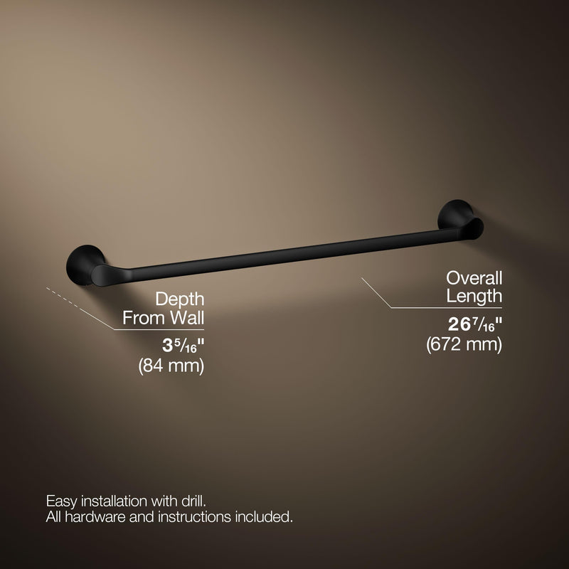Kohler 27394-BL Simplice® 24" Towel bar, Matte Black 24"