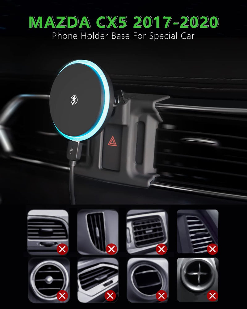 BEHAVE Wireless Charging Mount for Mazda CX-5,Magnetic Phone Holder for CX-5 2017-2024,Compatible with Magsafe Case iPhone 14/13 and All Phones fit for MagSafe Case