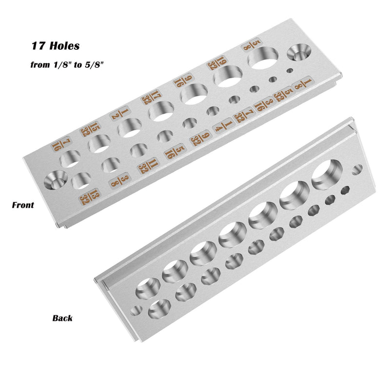 High-Grade A2 Steel Dowel Plate,English 17 Holes Dowel Plate for Making Slim Dowels Peg Plugs. From1/8 to 5/8" in 1/32" increments 17 Holes (1/8" to 5/8")