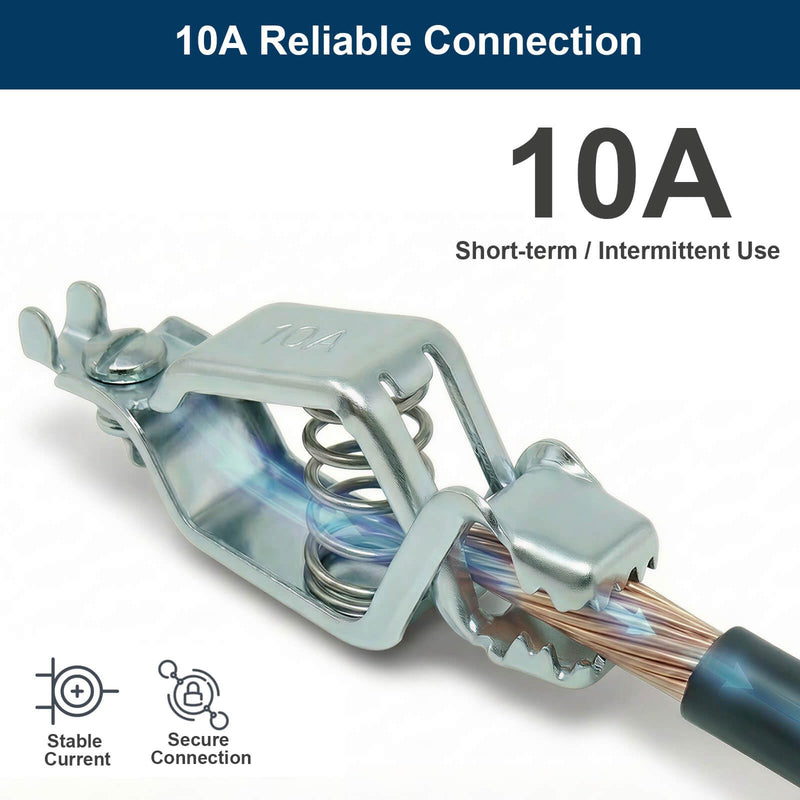 10A Heavy Duty Alligator Clips (10 Pack), BU-55 Small Metal Test Clamps with Strong Spring Grip and Screw Terminal, For Automotive and Electrical Testing, 12.7 mm Jaw