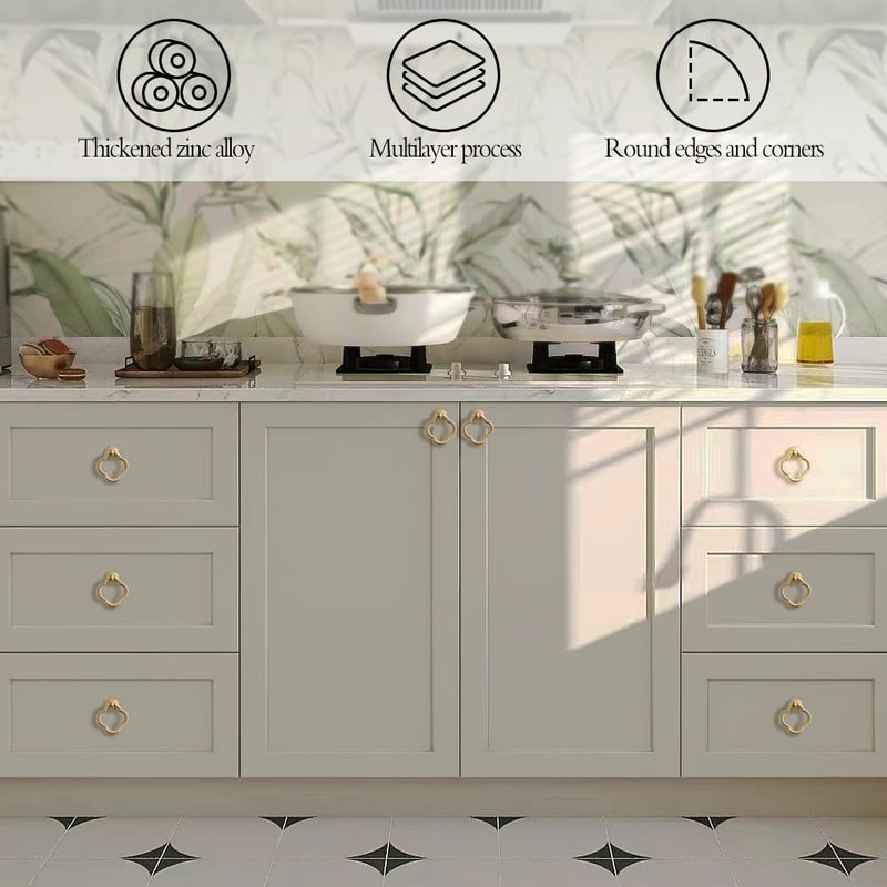 12 Pack Cabinet Knobs Zinc Alloy Dresser Knobs 1.97 inch (50mm) Kitchen Cabinet Door Knobs Gold 12